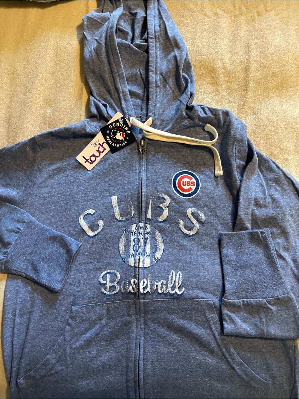 Genuine Merchandise Women’s Chicago Cubs Heather Blue Zip-Up Hoodie